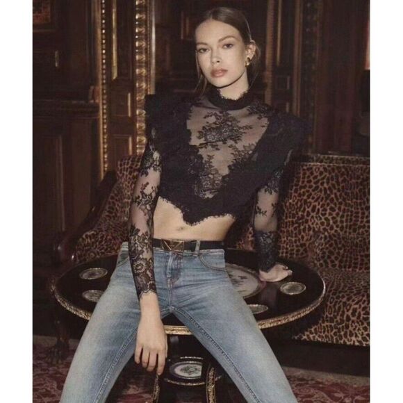 NWOT. $983 Zimmermann SENSORY LACE BODICE TOP ZIM 1. US 6. black - Picture 1 of 16